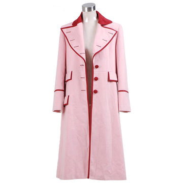 Doctor Who fifth Doctor Romana Long Pink Cashmere Trench Coat Cosplay Costume BEcostume